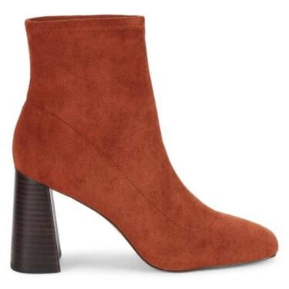 charles david turmoil caramel brown booties rust color size 8 & 9 slip on boots